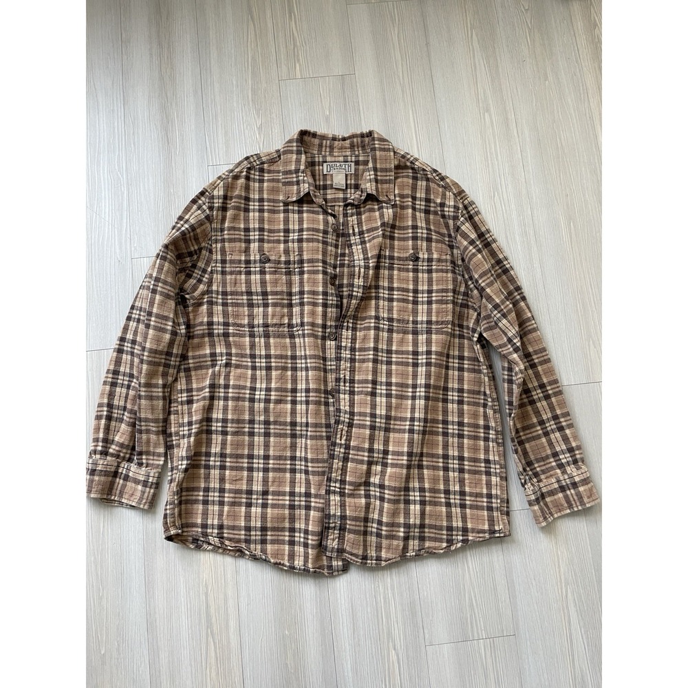 Duluth Trading Men's Large Brown Flannel Autumn Layering Casual